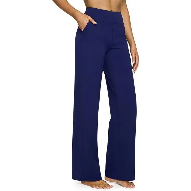 High Waist Straight Leg Loose Fit Pocket Pants