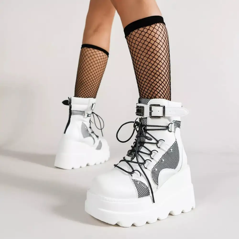 Lace-Up Platform Wedge Boots