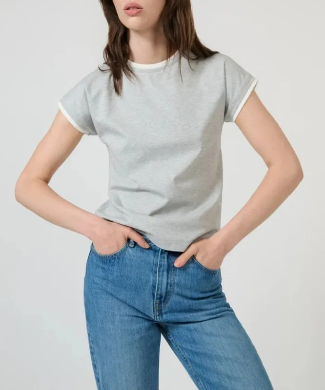 Grey Marle Cap-Sleeve Tee