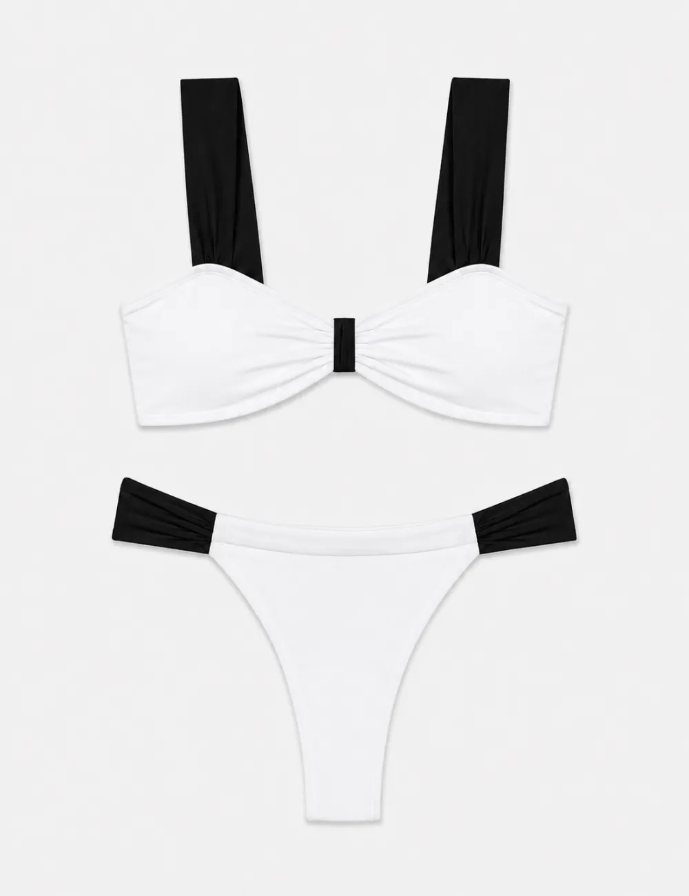 Elegant Color Block Front Bow Detail Bikini Set