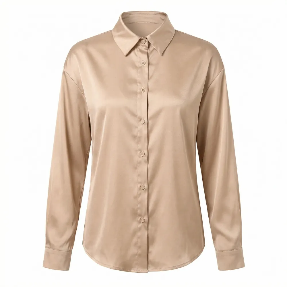 Satin Button Up Blouse