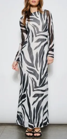 Flowing Wild Safari Sheer Maxi Dress