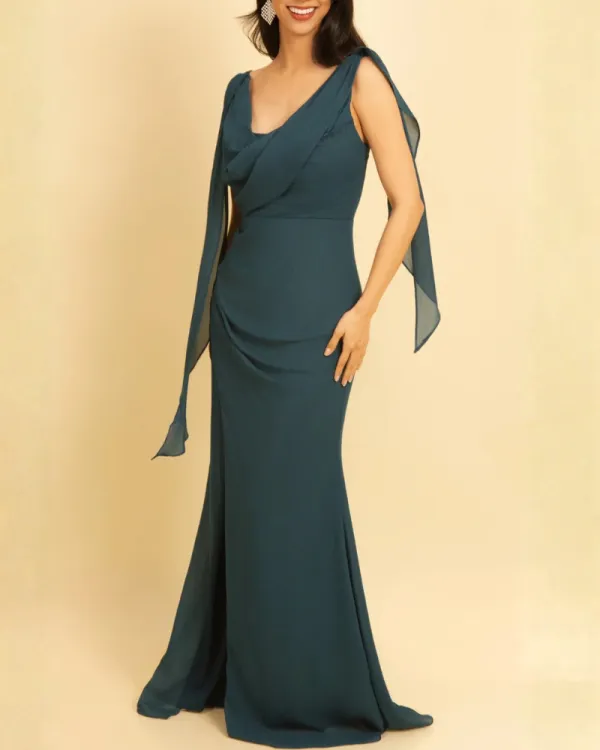 Side Slit Maxi Soft Drape Dress