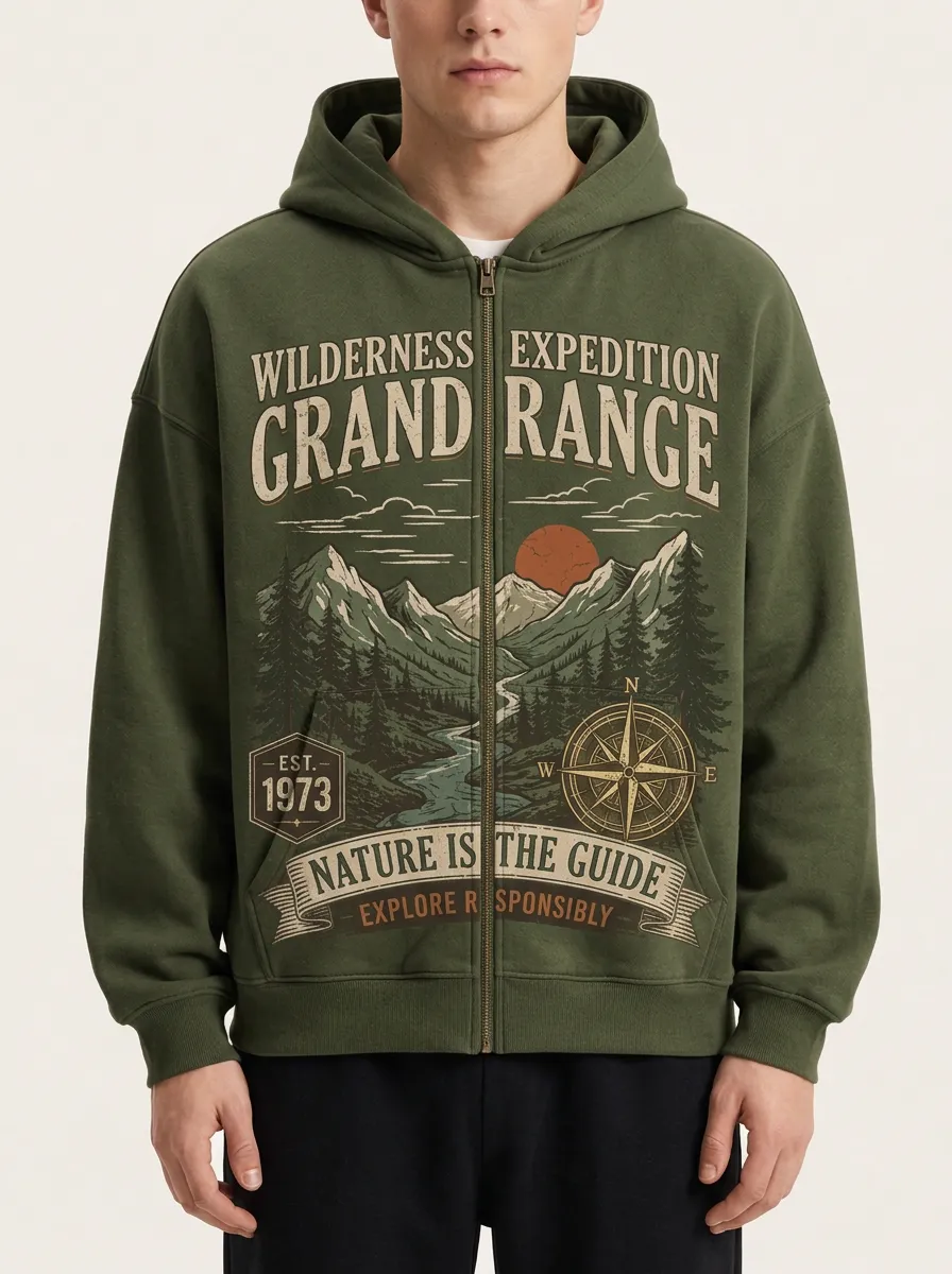 Men's Forest Graphic Zip-Up Hoodie