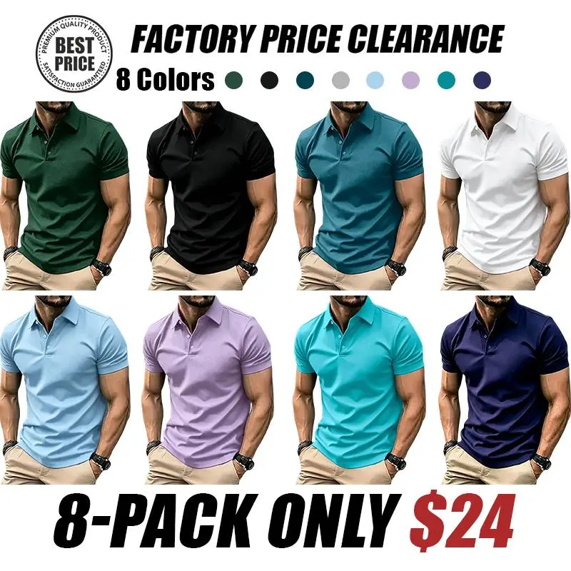 Men’s Casual Business Polo Shirts, Simple and Comfortable, Skin-Friendly Polyester Fabric with Slight Stretch