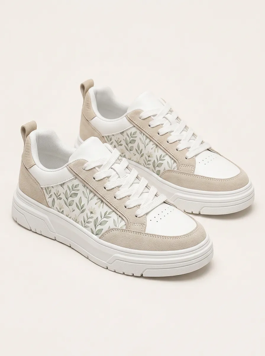 Unisex Botanical Print Skate Shoes