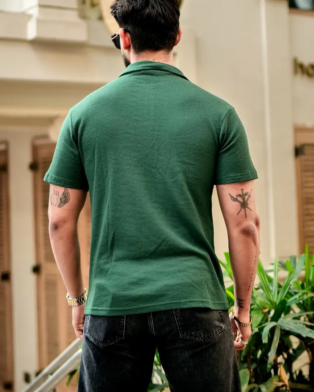 Green Casual Button Up Shirt