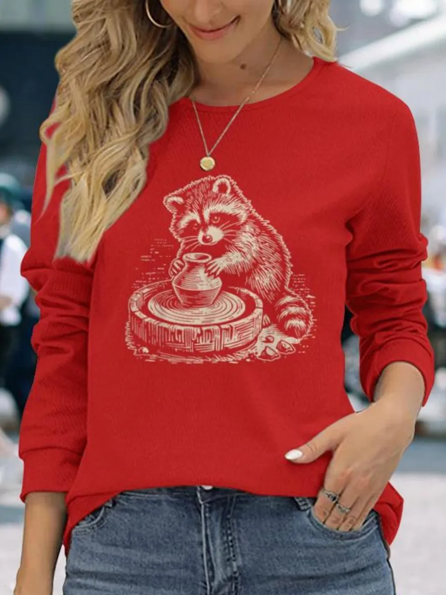 Cute Pottery Raccoon T-Shirt
