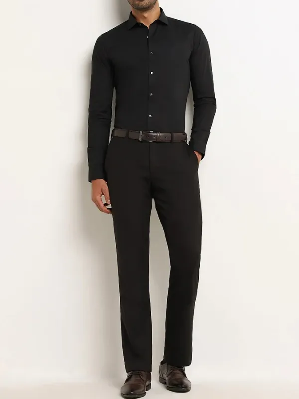 Man's Formals Black Cotton-Blend Ultra Loose Shirt