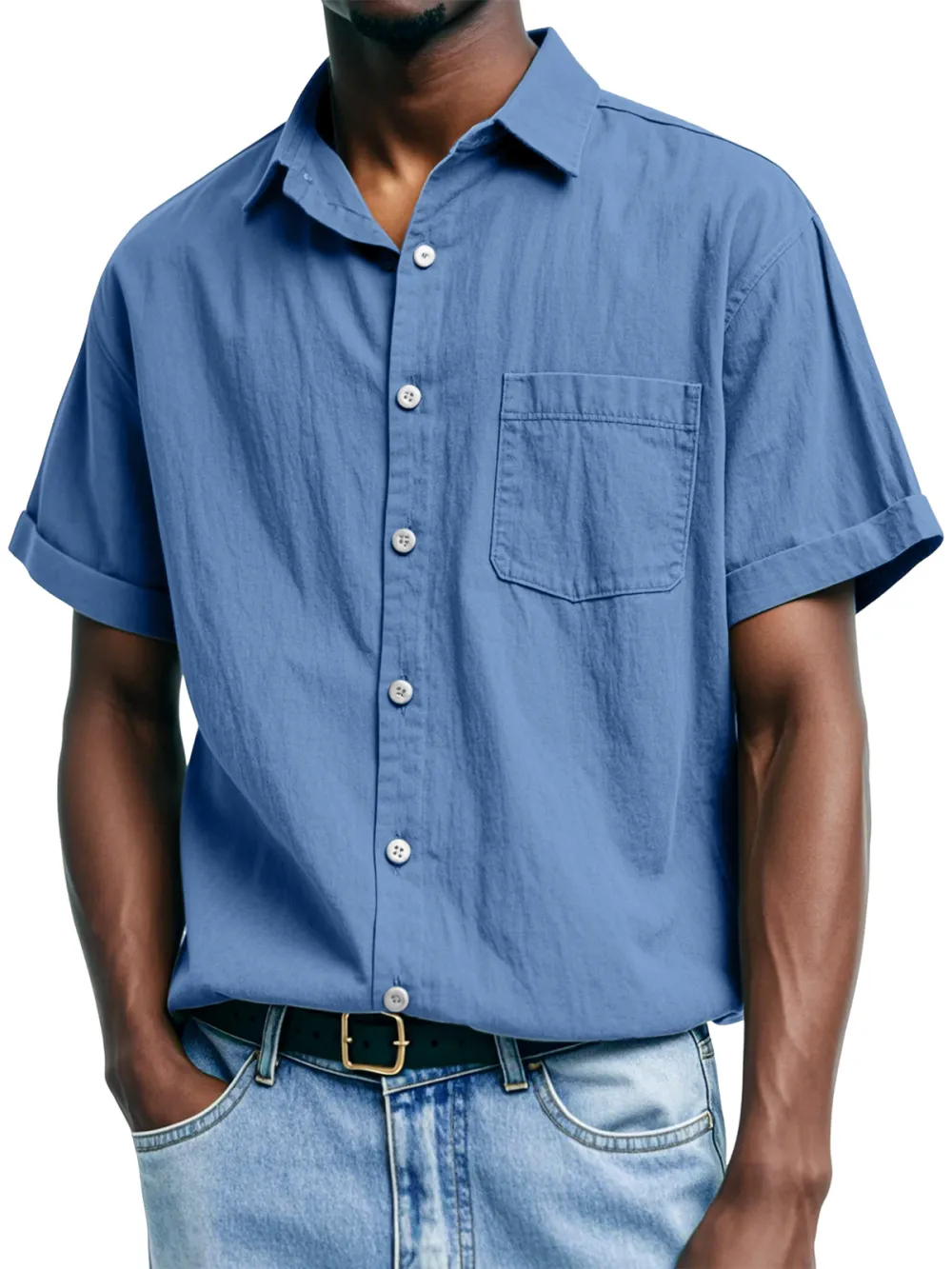 Short Sleeve Open Collar Shirt