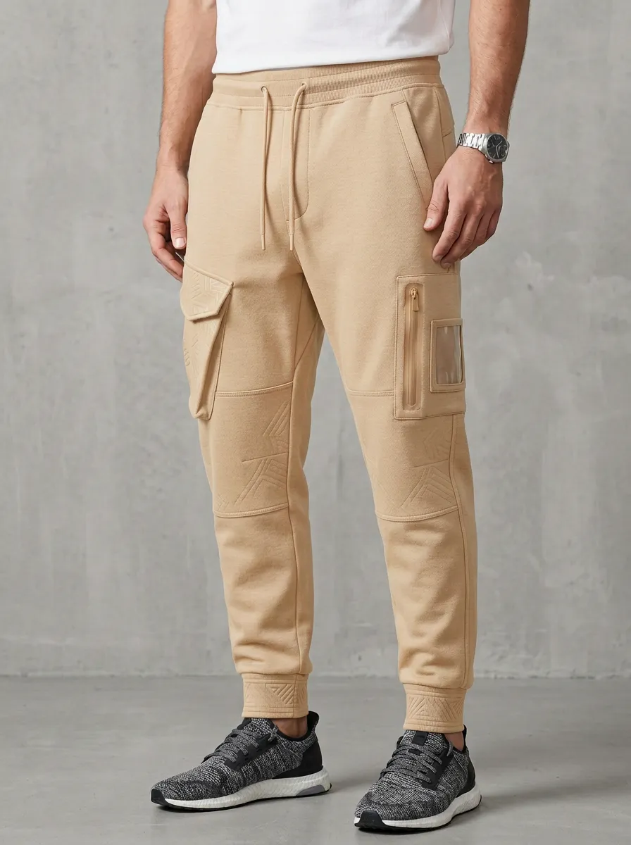 Refined Geometric Graphic Print Outdoor Look Men's Cargo Jogger Pants