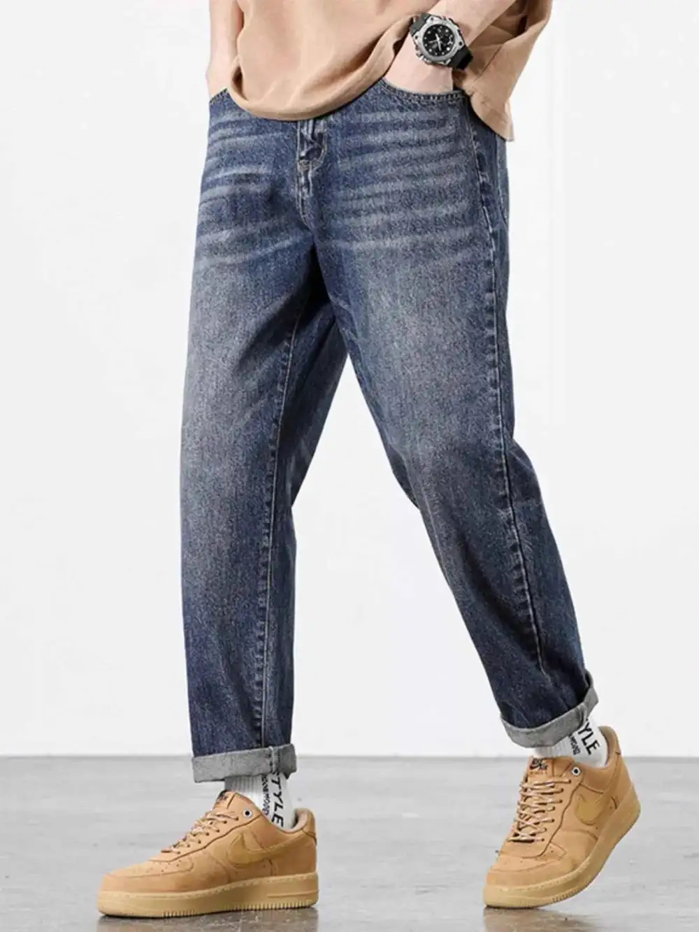 Straight Fit Wash Jeans