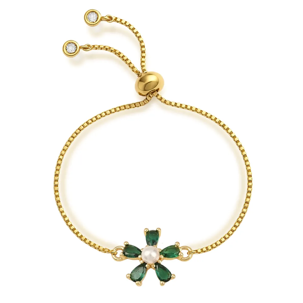 Sculpted Crystal Accent Adjustable Bracelet