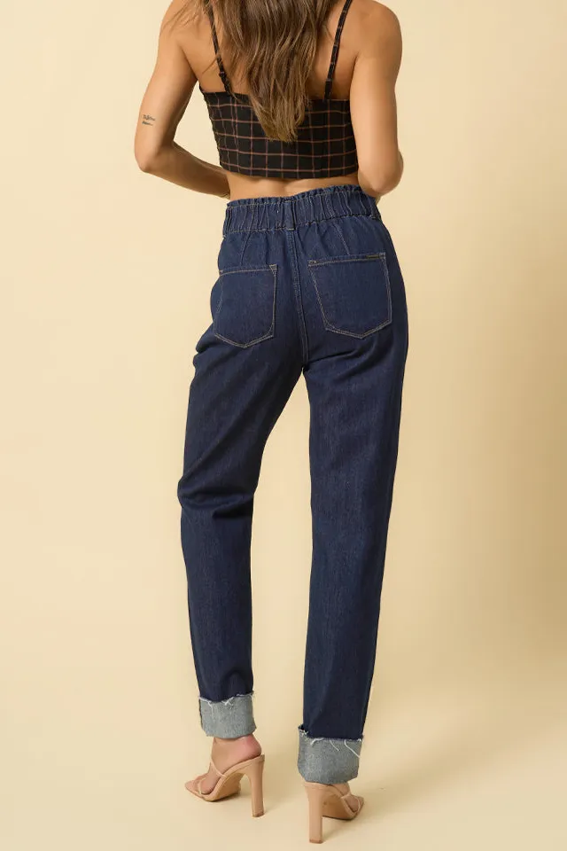 Women's High Waist Trouser Rigid Denim Jeans