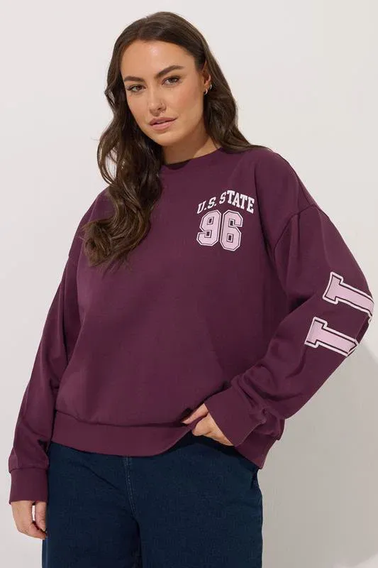Red 'Illinois' Back Print Sweatshirt