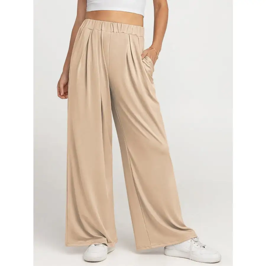 Weekend Elastic Waist Wide Leg Pants