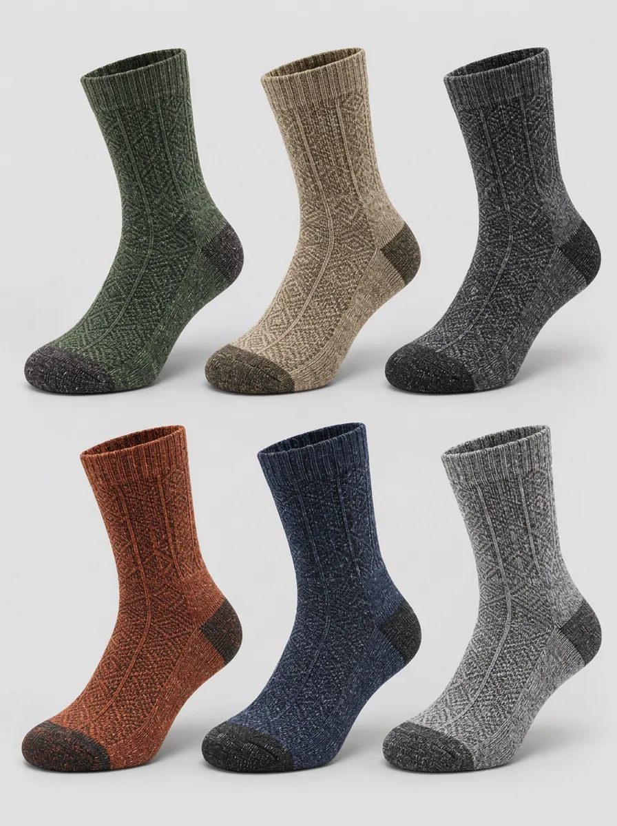 Men's Vintage Cable Knit Patterned Crew Socks 6-Pack