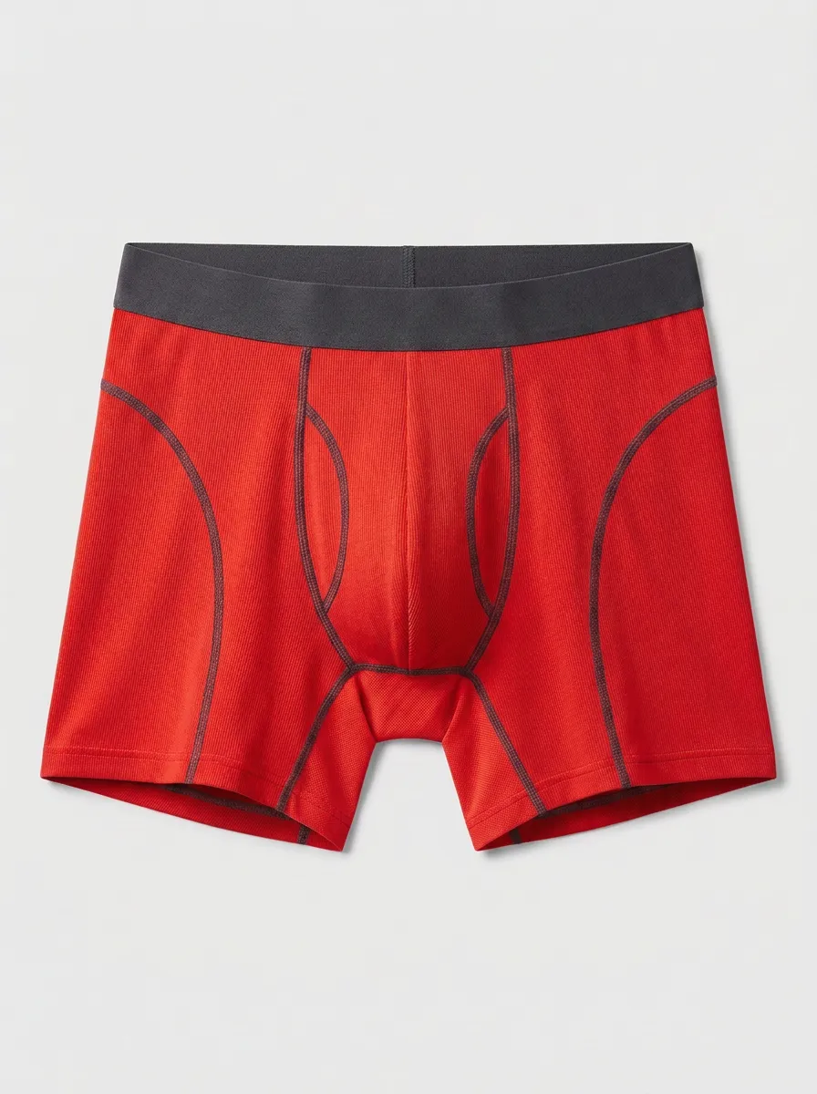Men's Athletic Performance Grey Ribbed Printed Boxer Briefs