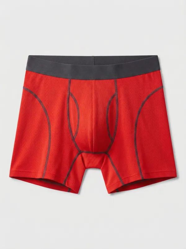 Men's Athletic Performance Grey Ribbed Printed Boxer Briefs
