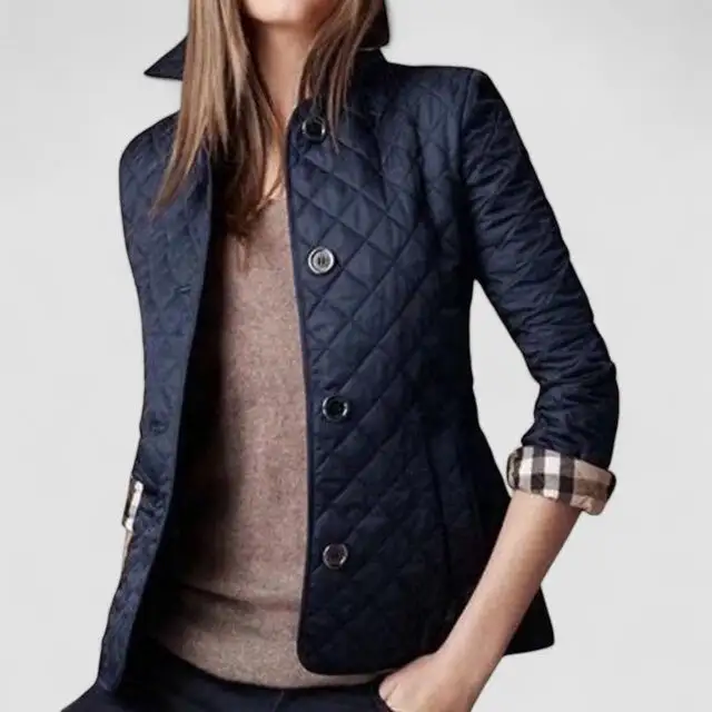 Checked Padded Button Front Jacket