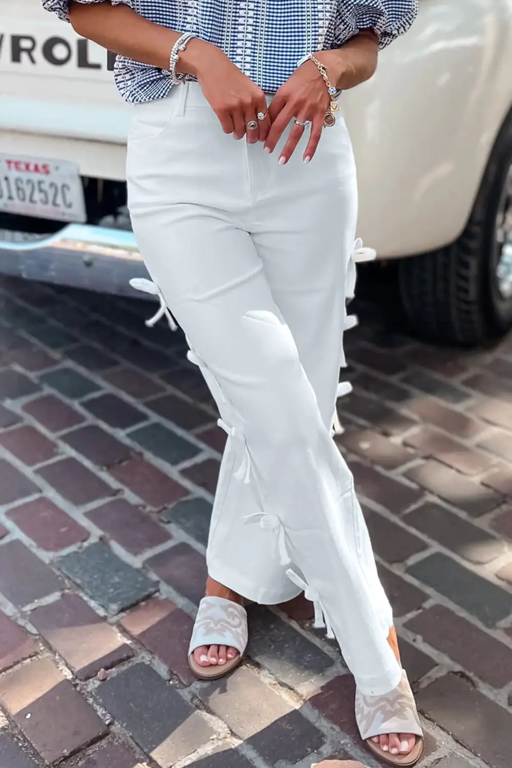 Ruched Polished Denim Jeans