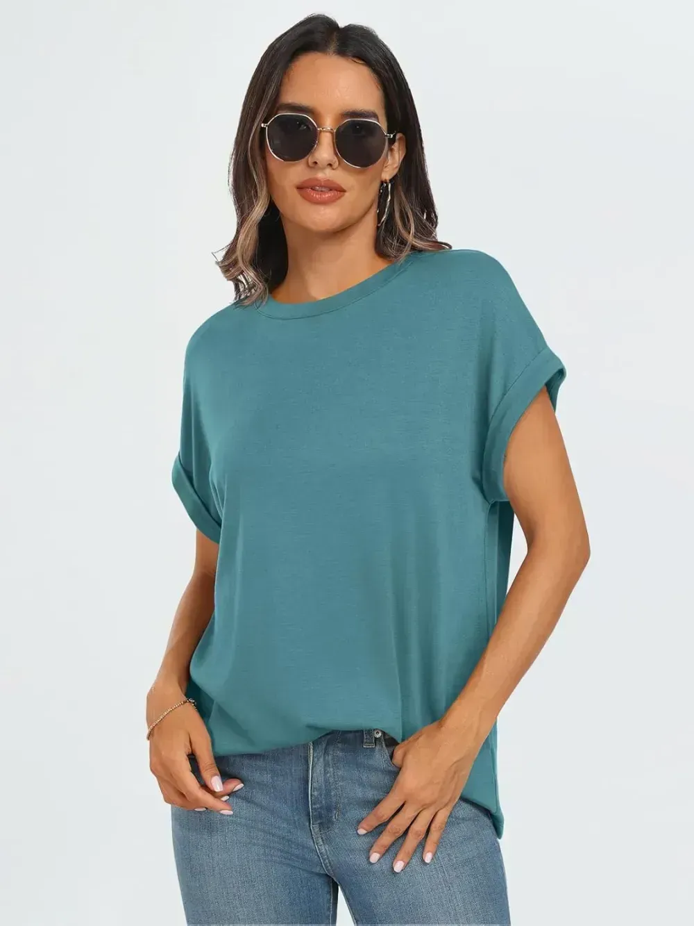 AUTOMET Women Tops Casual Basic T Shirts Loose Fit Crewneck Short Sleeve Summer Outfits