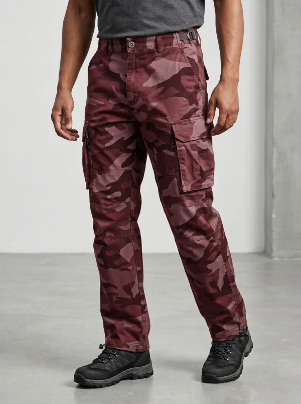 Men's Tactical Outdoor Grey Camouflage Printed Cargo Pants
