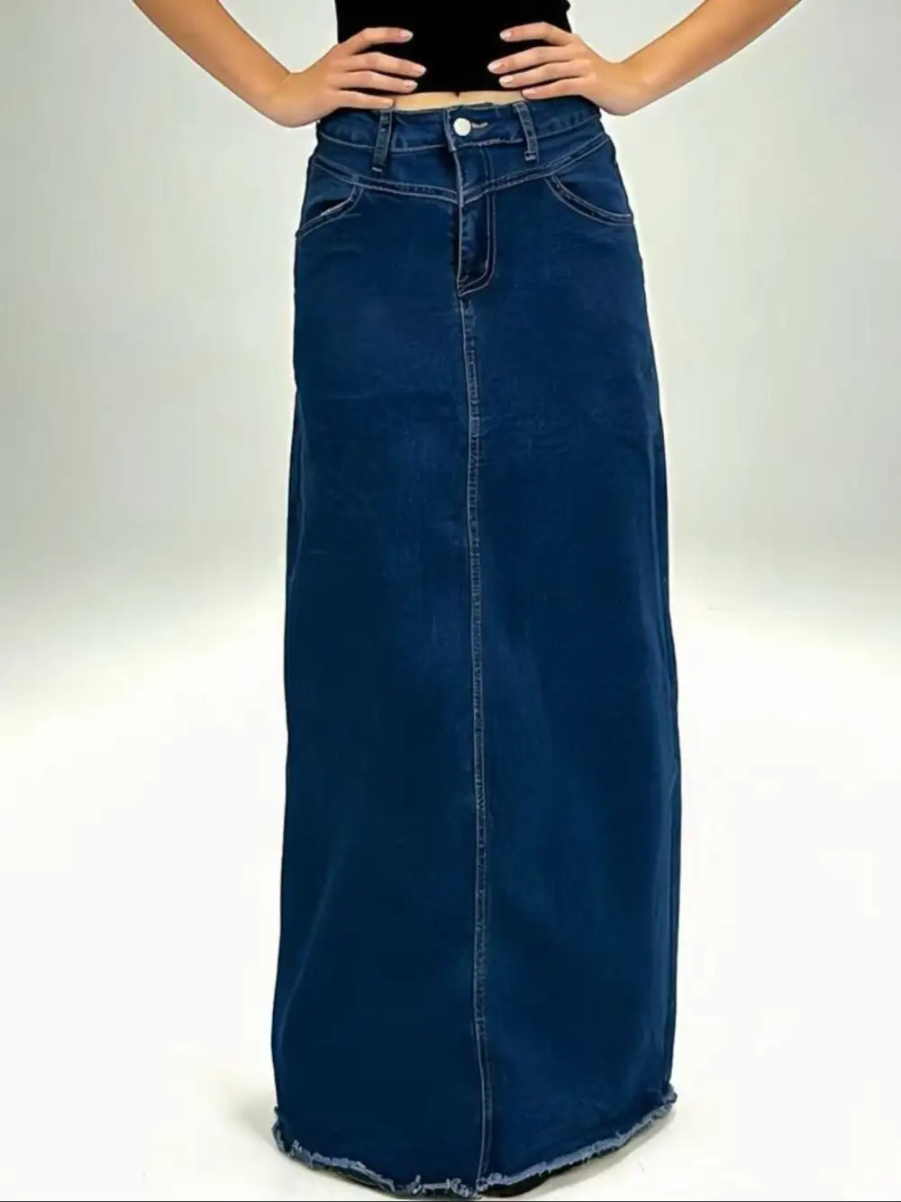 Raw Hem Maxi Skirt