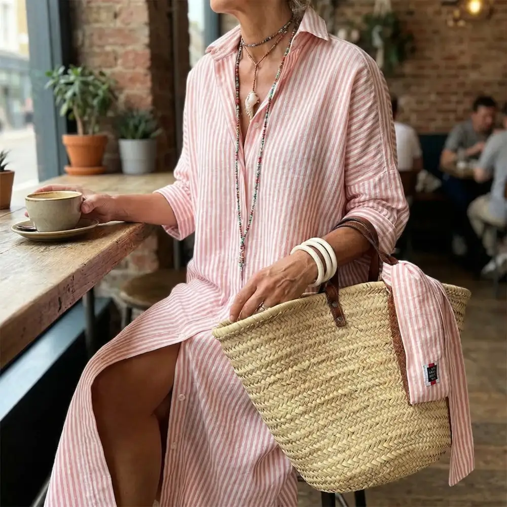  Striped Shirt Dress