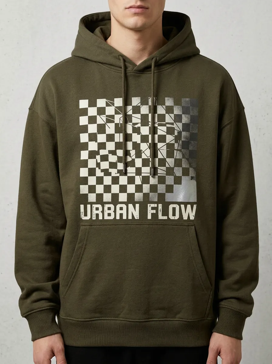 Casual Checkered Men's Graphic Hoodie