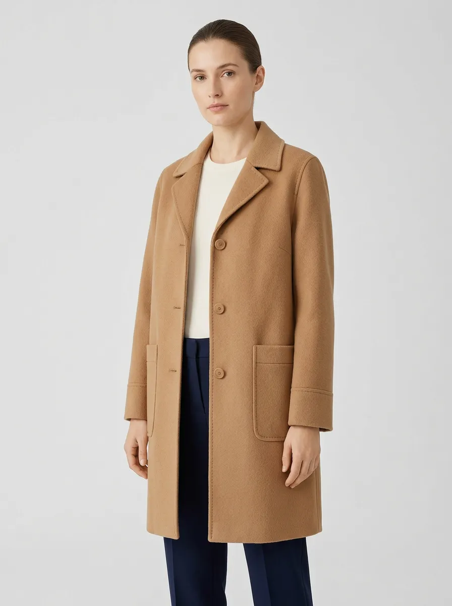 Women's Single-Breasted Wool-Blend Coat