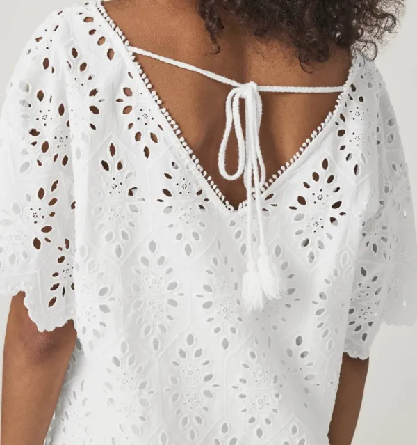 Structured Draped Eyelet Dress