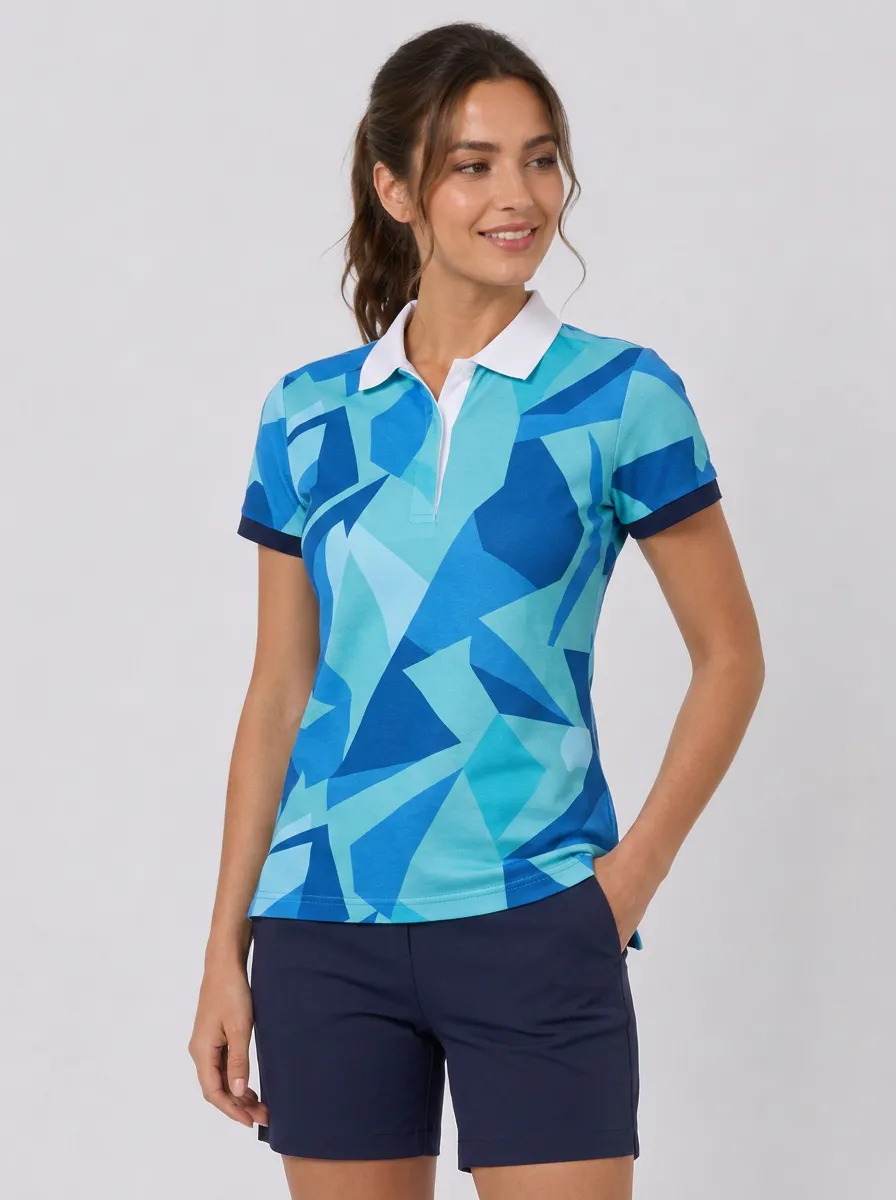 Women's Geometric Pattern Polo Shirt