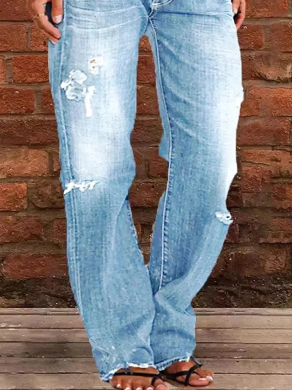 Floral Stretch Distressed Denim Jeans