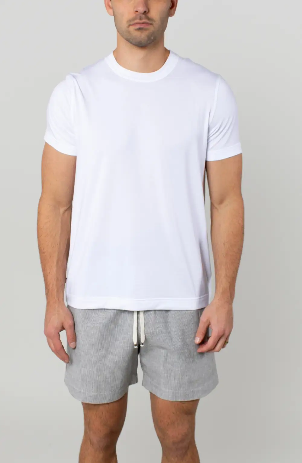 Men's Striped Cotton Linen Patch Pocket Shorts