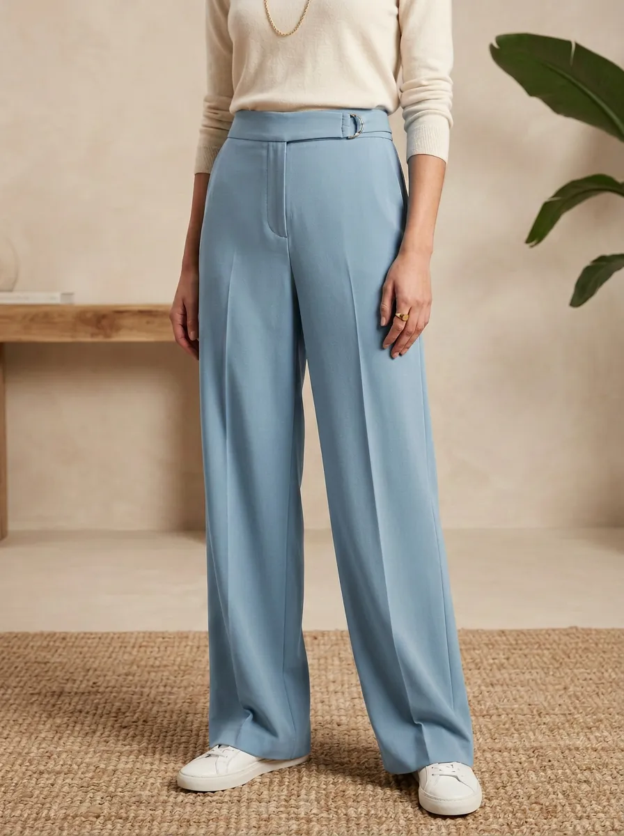 Tailored Relaxed Draped Women's Wide-Leg Trousers