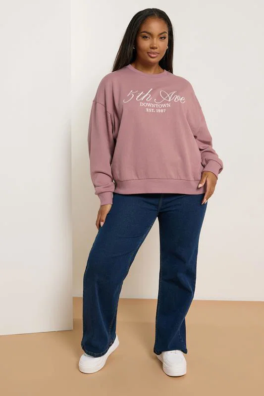 Pink '5th Ave' Embroidered Sweatshirt detail 1