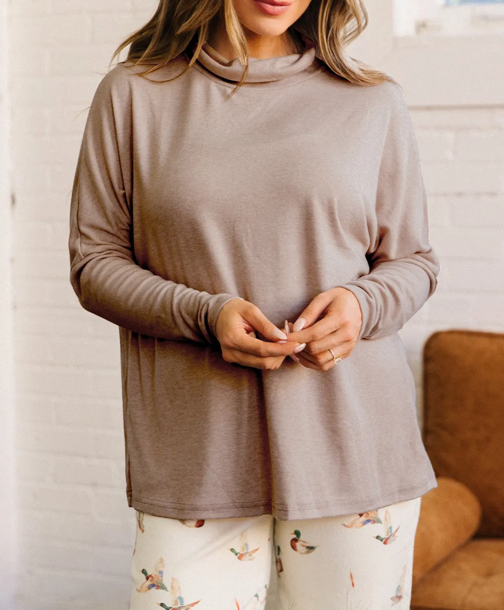 Solid Relaxed Viscose Blend Long Sleeve Blouse