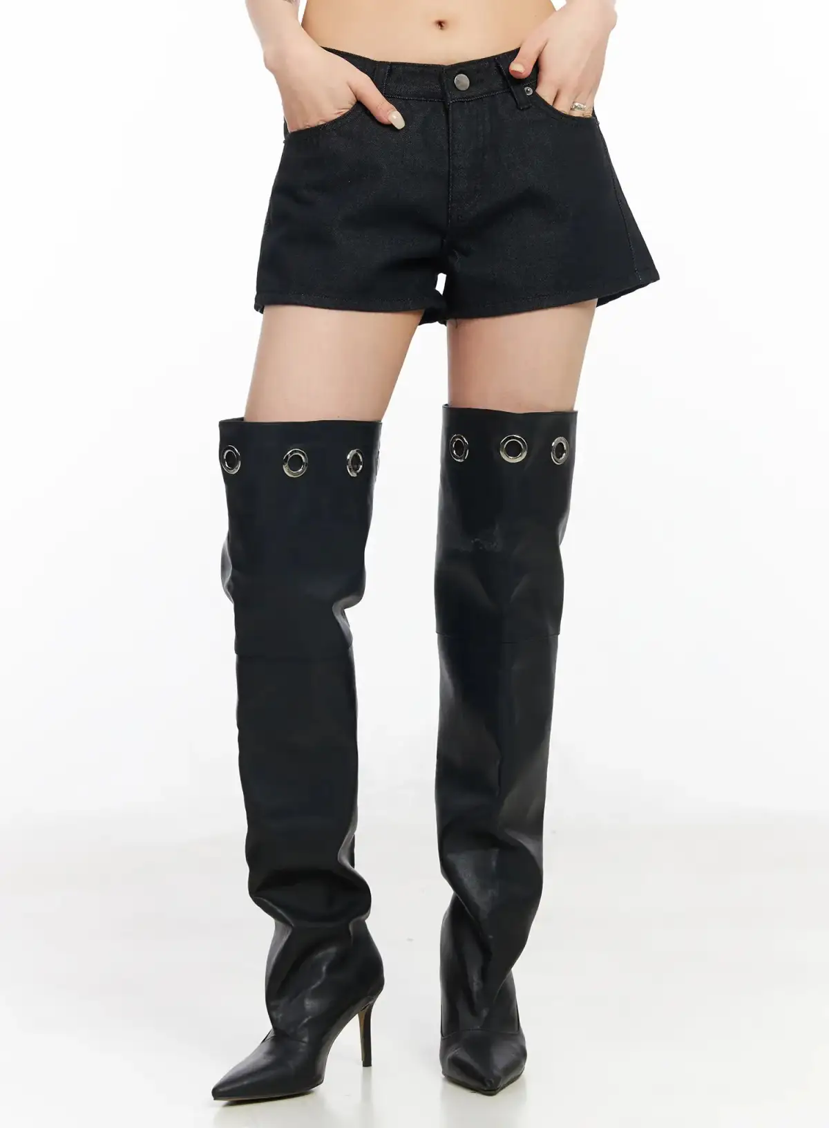 Low Waist Wash Denim Shorts