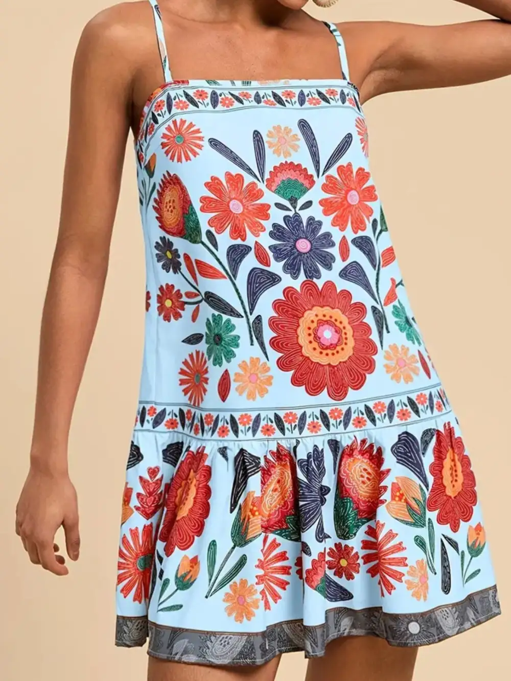 Floral Printed Sleeveless Mini Dress