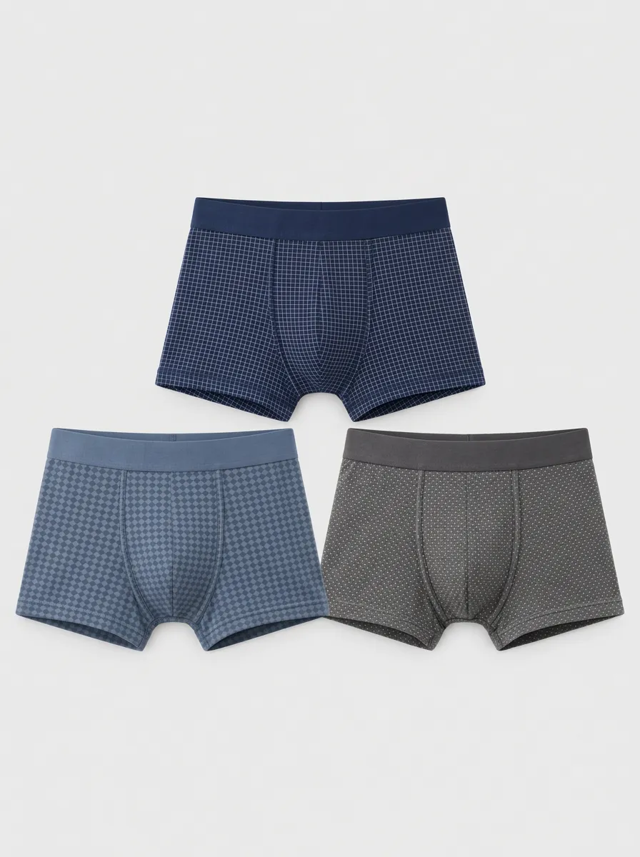 Men's Geometric Pattern Printed Boxer Briefs 3-Pack