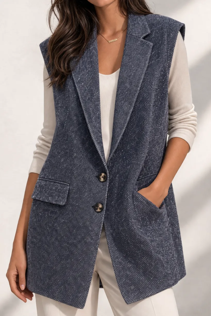 Longline Cardigan Knit Vest