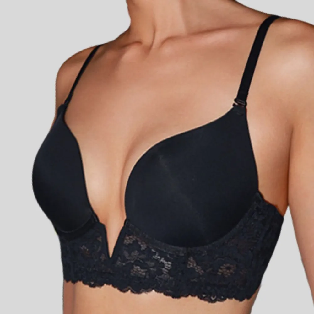 Lace Shaping Bra with Extended V-Neckline