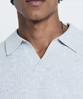 Men's Grey Slim Fit Trendy Textured Polo Shirt