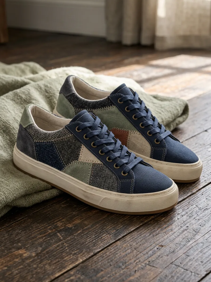 Men's Classic Casual Vintage Patchwork Patterned Canvas Shoes