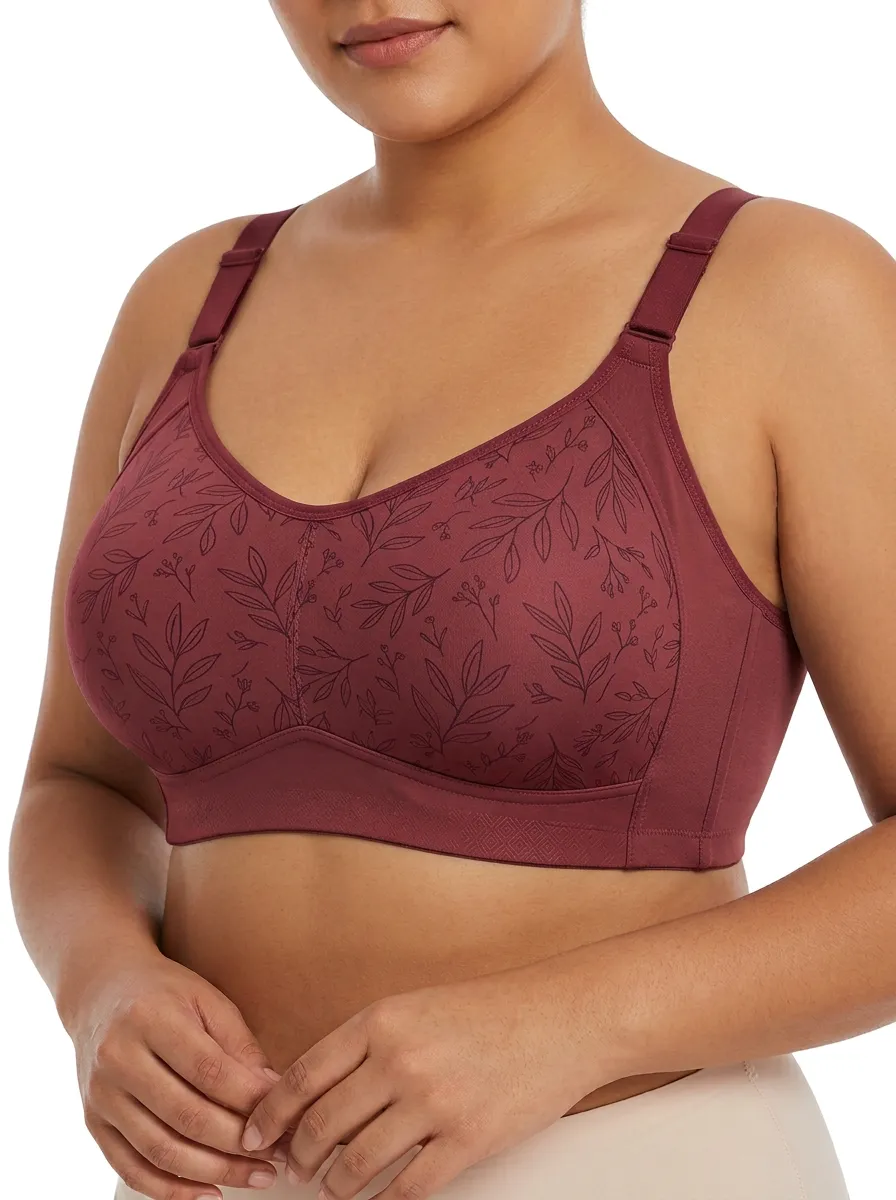 Women's Plus Size Lavender Leaf Full-Coverage Wireless Bra