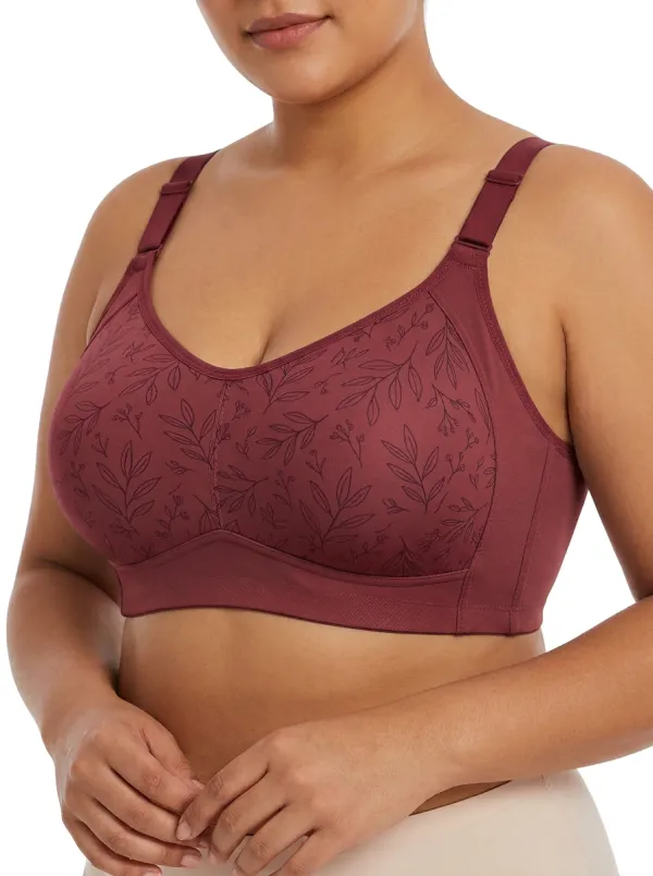 Women's Plus Size Lavender Leaf Full-Coverage Wireless Bra