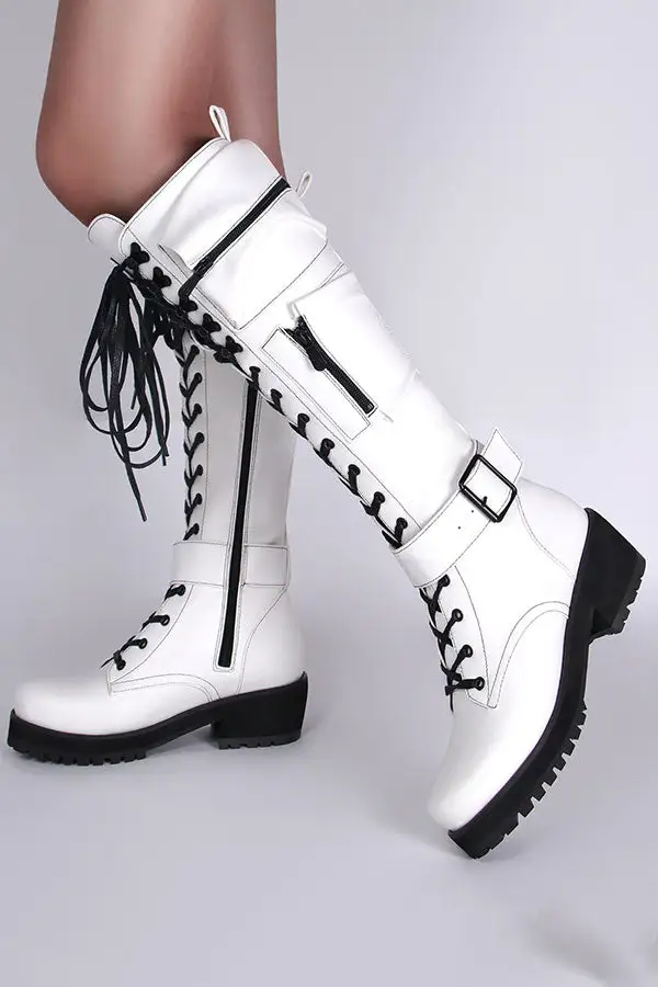 Round-Toe Lace-Up Boots