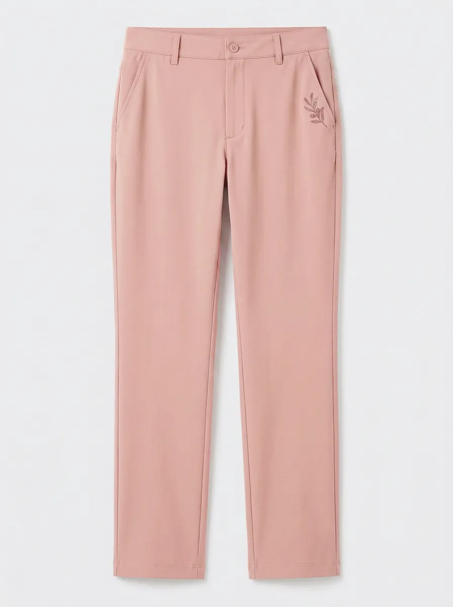Women's Classic Everyday Olive Branch Printed Mid Rise Straight Leg Pants