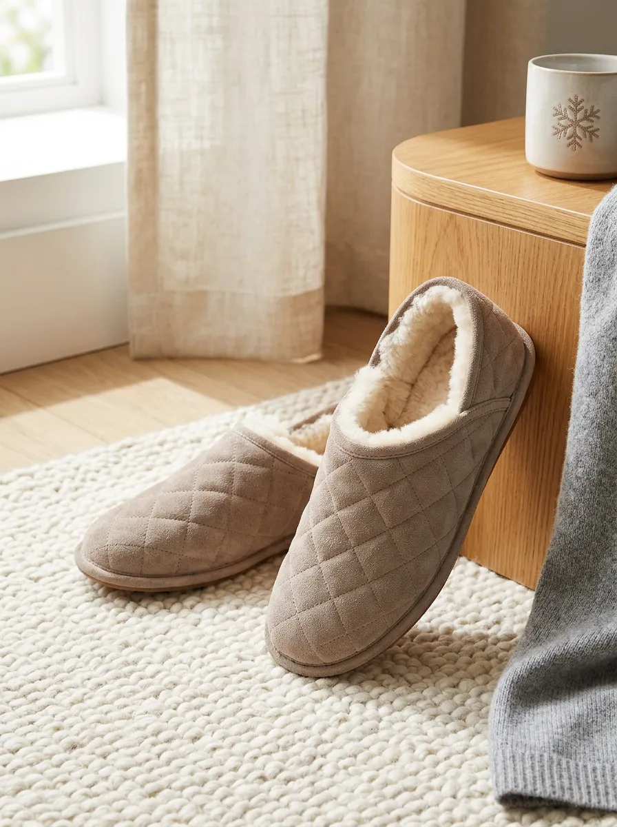 Casual Suede Look Quilted Profile Unisex Warm Wool Shoes